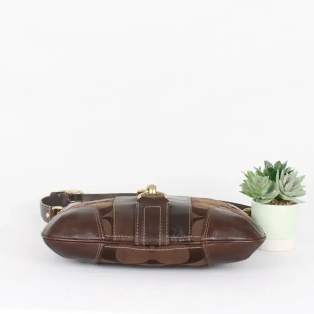 Coach Y2K Brown Signature Jacquard&Leather Hobo Bag #11067